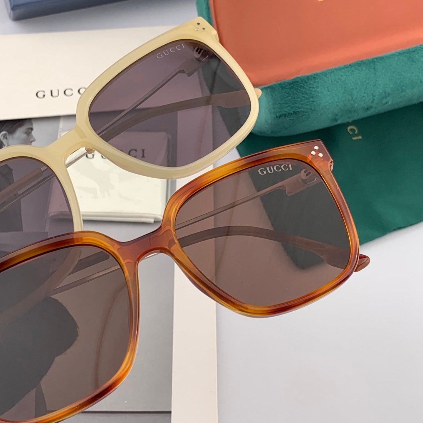 SQUARE FRAME SUNGLASSES G7108 IN ACETATE - Black/ black