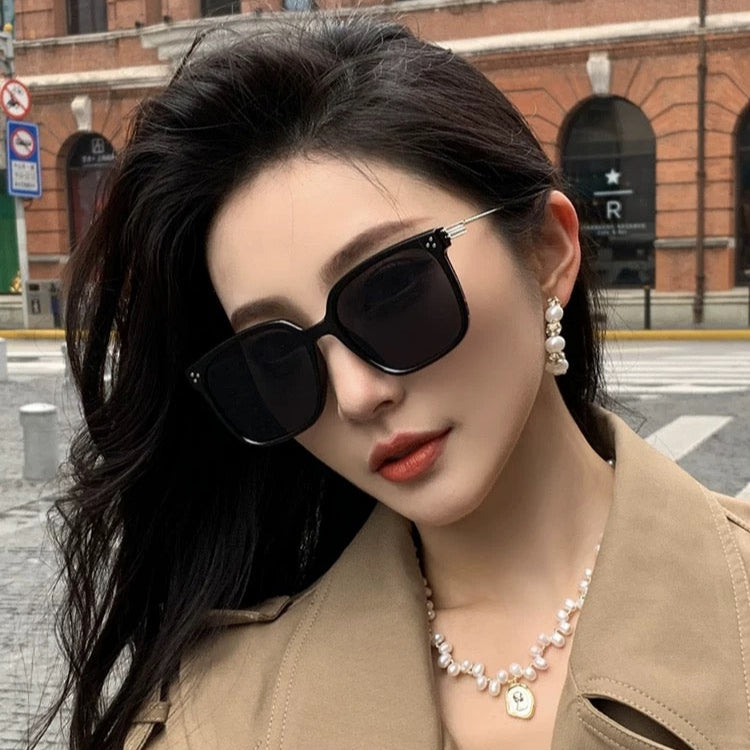 SQUARE FRAME SUNGLASSES G7108 IN ACETATE - Black/ black