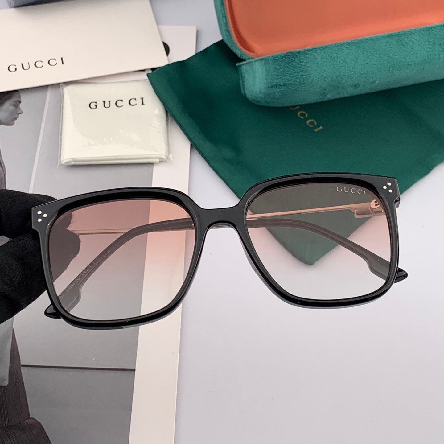 SQUARE FRAME SUNGLASSES G7108 IN ACETATE - Black/ black