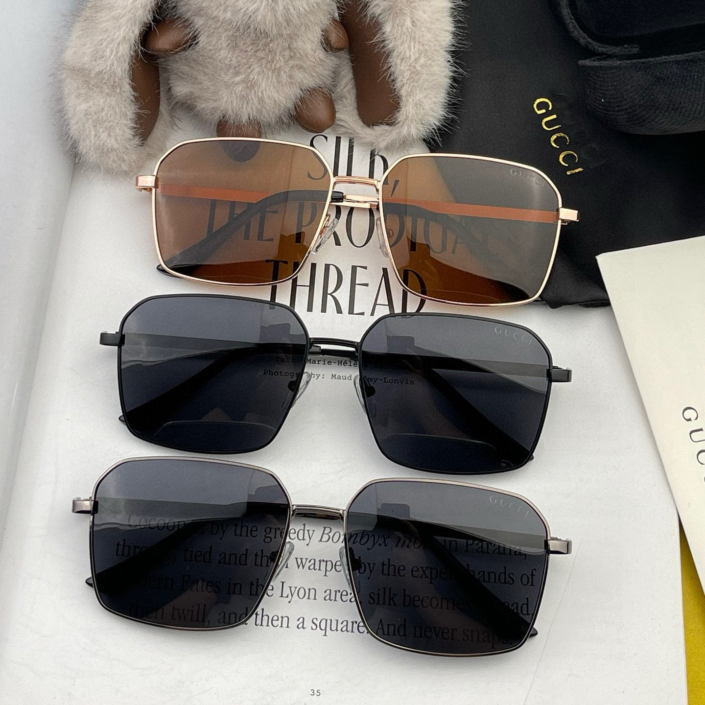 SQUARE FRAME SUNGLASSES 563171 IN METAL - Black