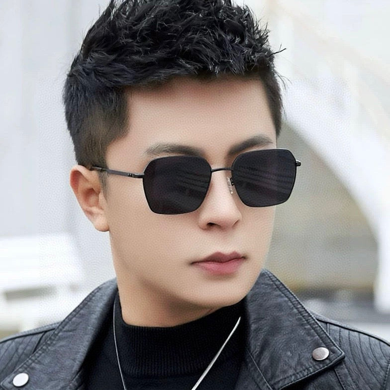 SQUARE FRAME SUNGLASSES 563171 IN METAL - Black