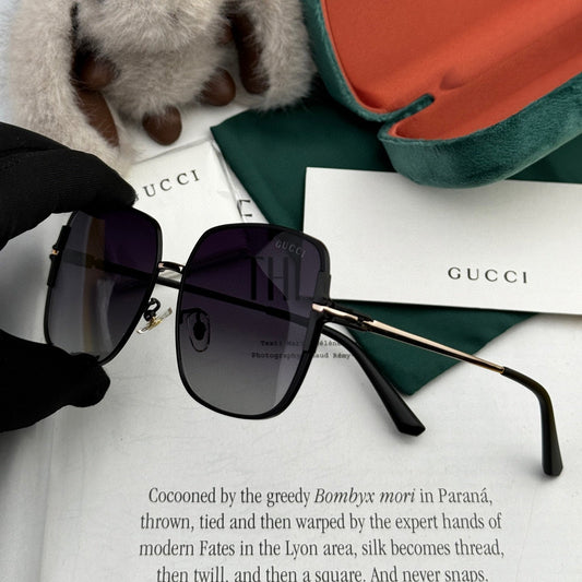 SQUARE FRAME SUNGLASSES G8639 IN METAL - Black/ dark purple
