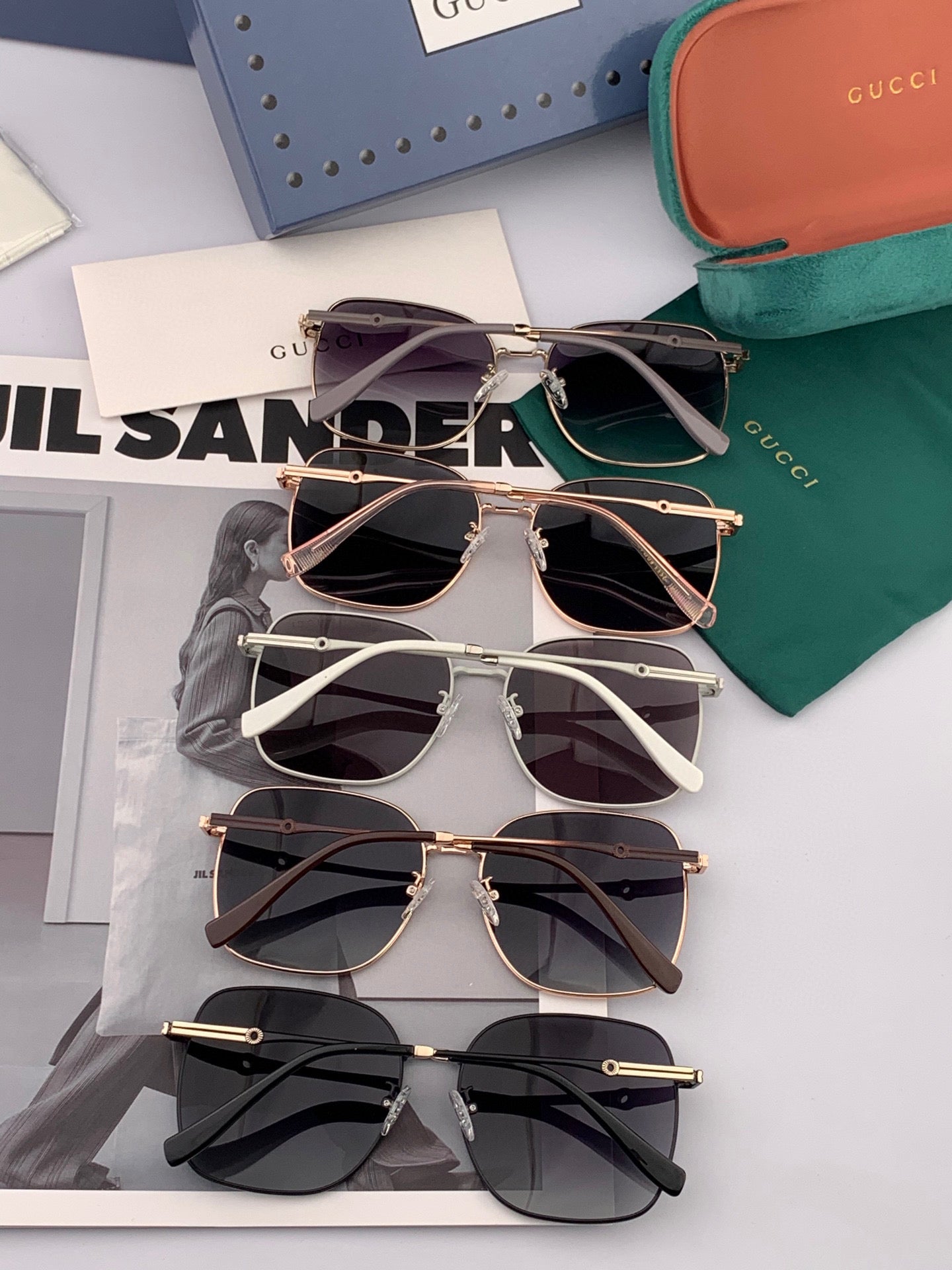 SQUARE FRAME SUNGLASSES G2322 IN METAL - Black/ dark purple