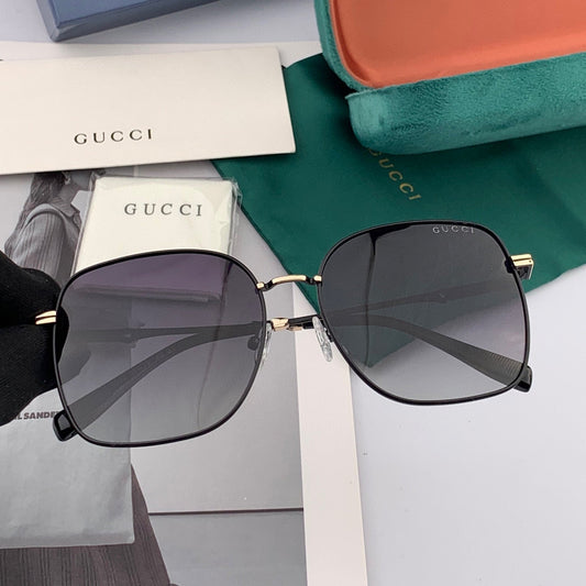 SQUARE FRAME SUNGLASSES G2322 IN METAL - Black/ dark purple