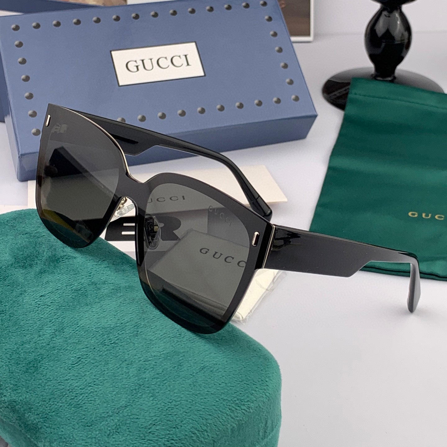 SQUARE FRAME SUNGLASSES G9316 IN ACETATE - Black