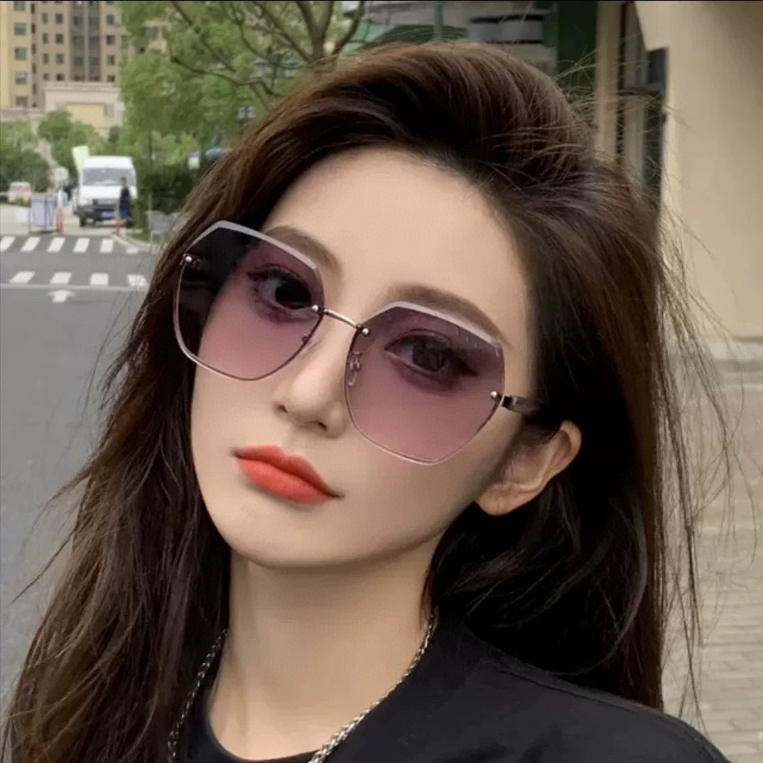 RECTANGULAR FRAME SUNGLASSES G0638 IN METAL AND ACETATE - Black