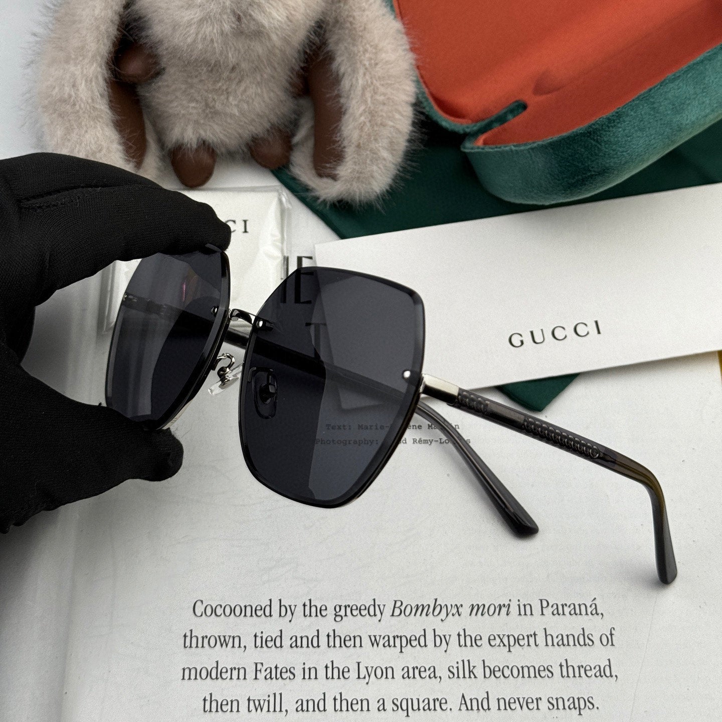 RECTANGULAR FRAME SUNGLASSES G0638 IN METAL AND ACETATE - Black