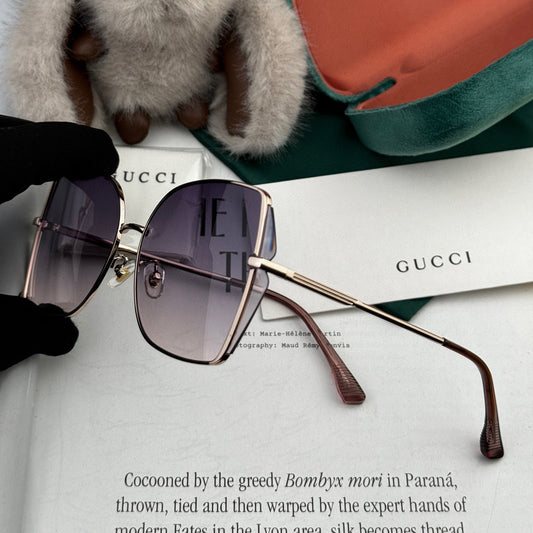 OVERSIZED RECTANGULAR FRAME SUNGLASSES G1641 IN METAL - Light purple