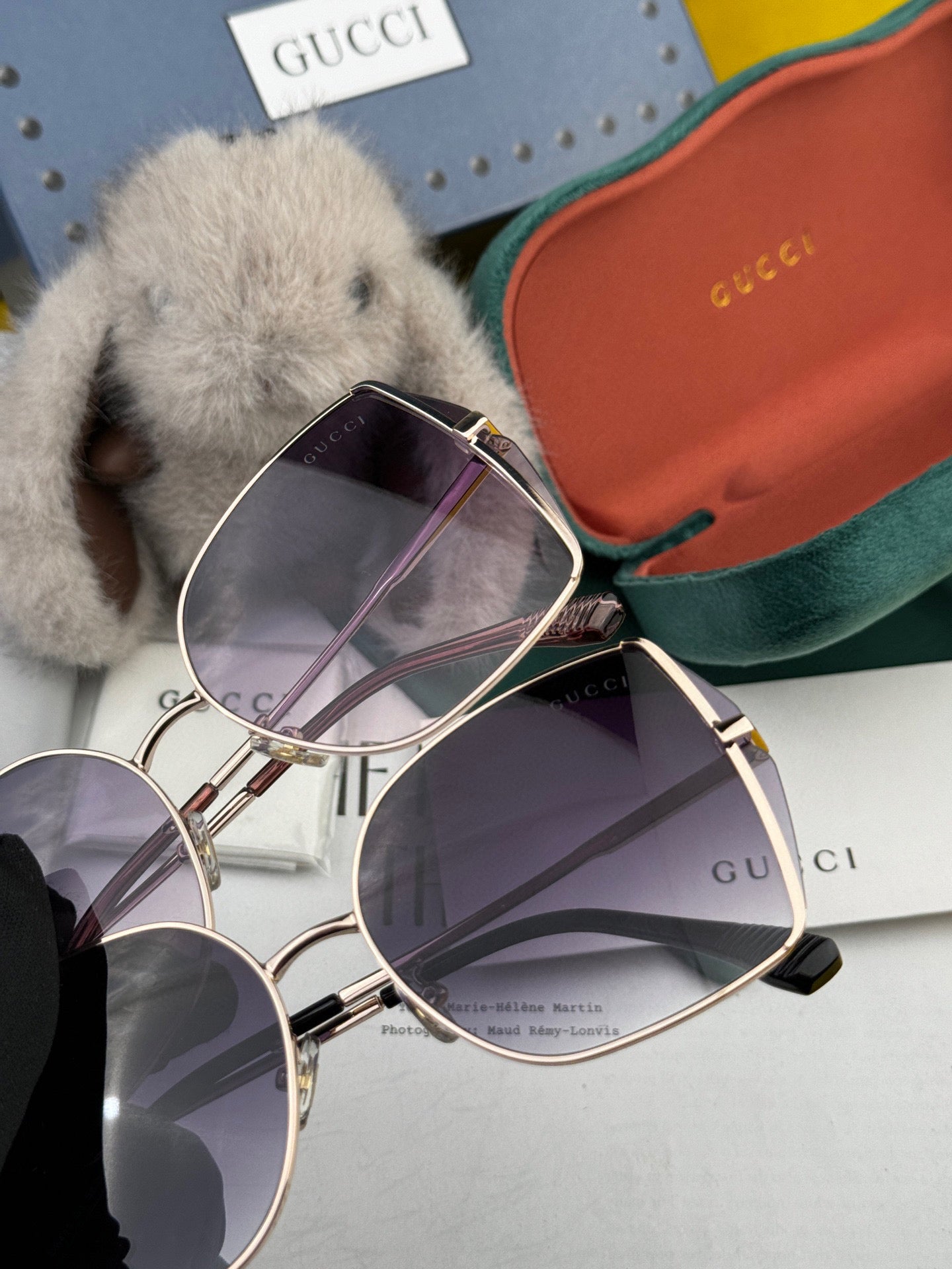 OVERSIZED RECTANGULAR FRAME SUNGLASSES G1641 IN METAL - Light purple