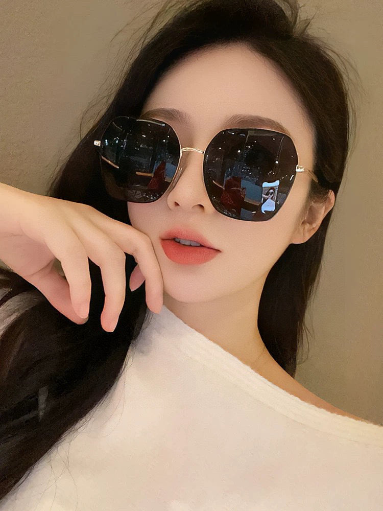 SQUARE FRAME SUNGLASSES G0642 IN METAL - Gradient brown