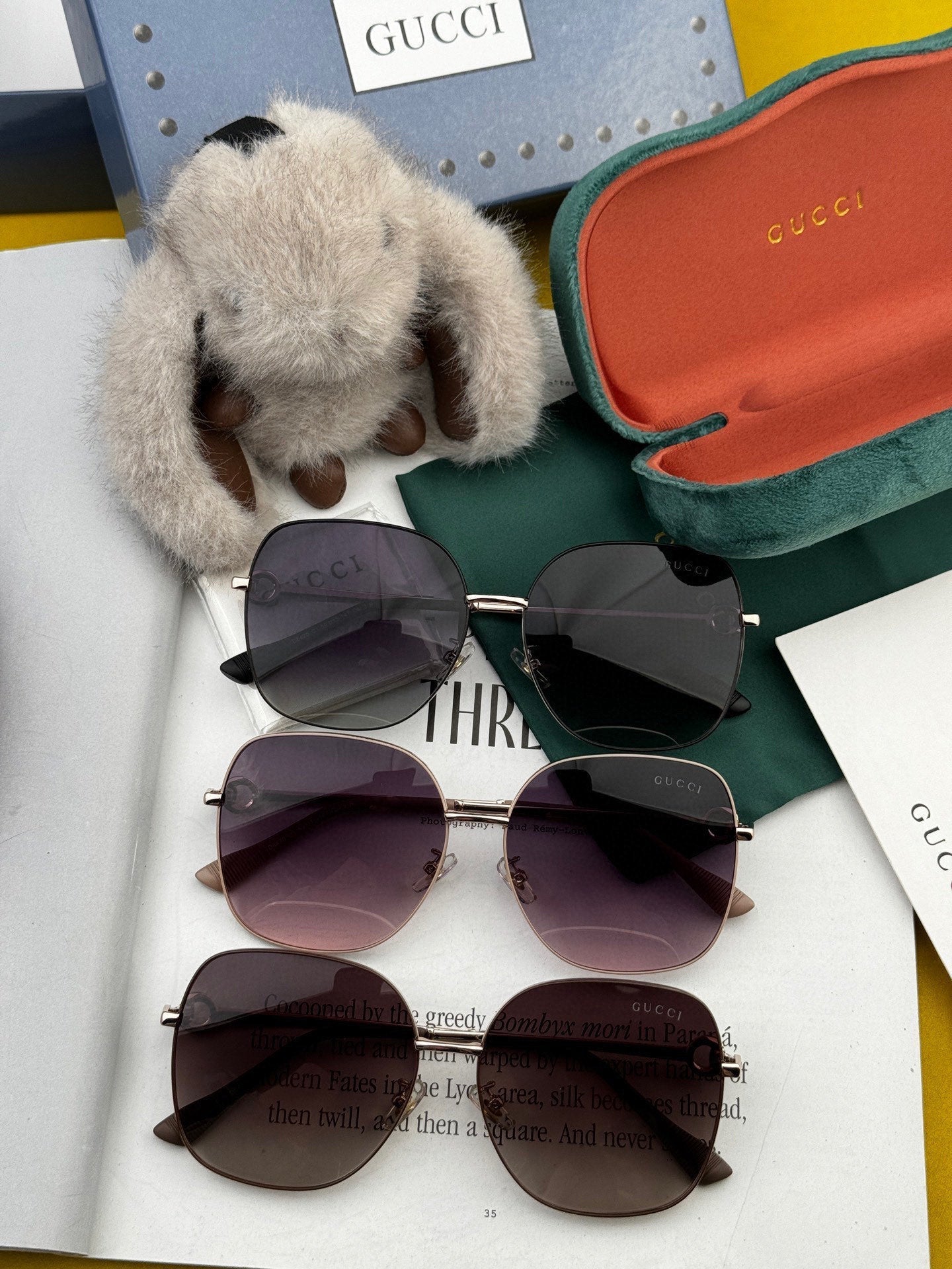 SQUARE FRAME SUNGLASSES G0642 IN METAL - Gradient brown