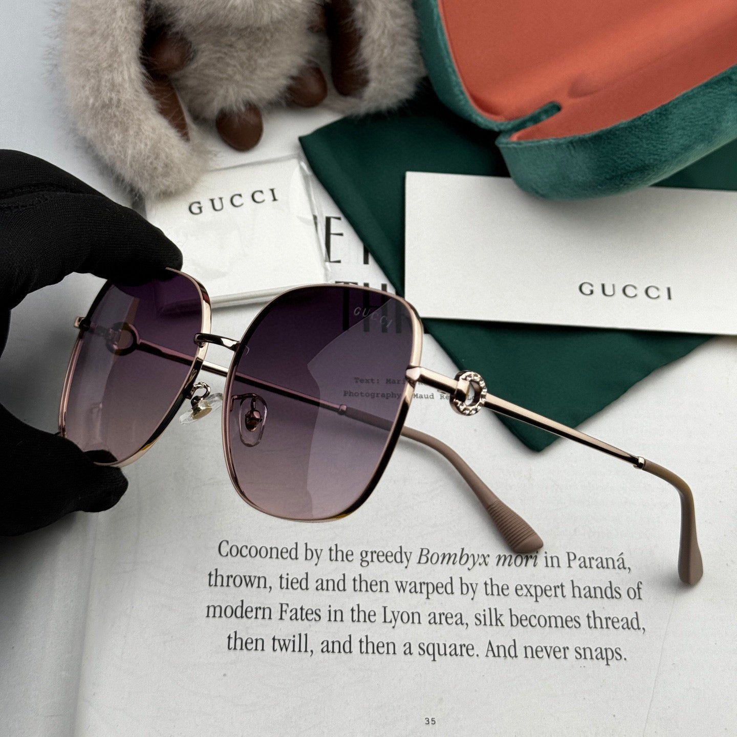 SQUARE FRAME SUNGLASSES G0642 IN METAL - Gradient brown