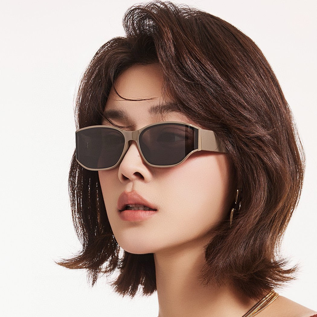 GEOMETRIC FRAME SUNGLASSES G0317 IN ACETATE - Dark grey