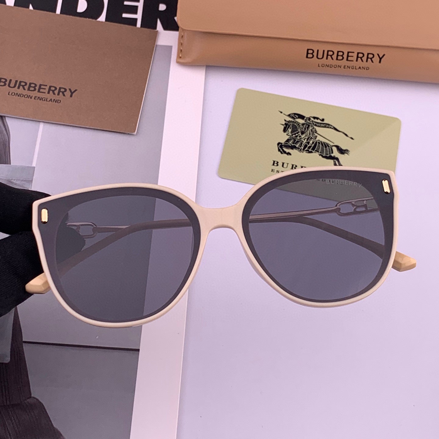 ROUND FRAME SUNGLASSES G9907 IN METAL AND ACETATE - Beige