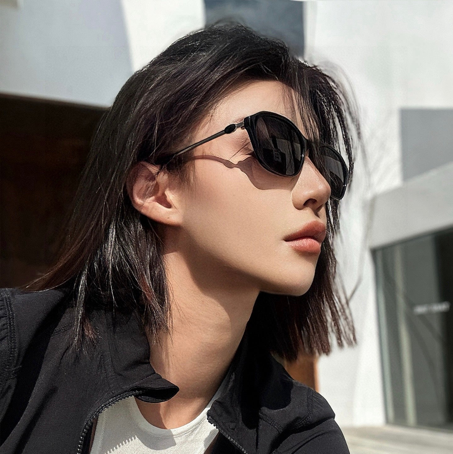 OVAL FRAME SUNGLASSES G4906 IN ACETATE AND METAL - Black
