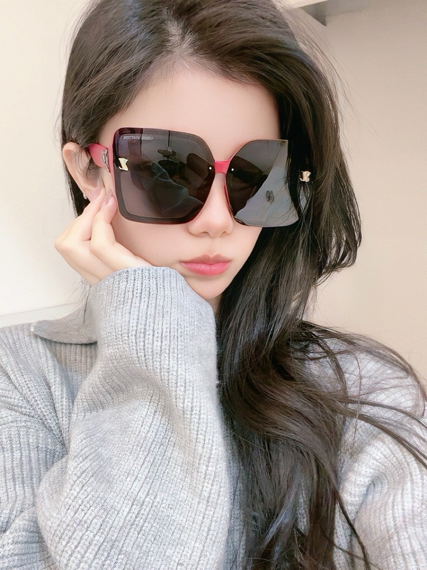SQUARE SUNGLASSES L3230 IN ACETATE - Black