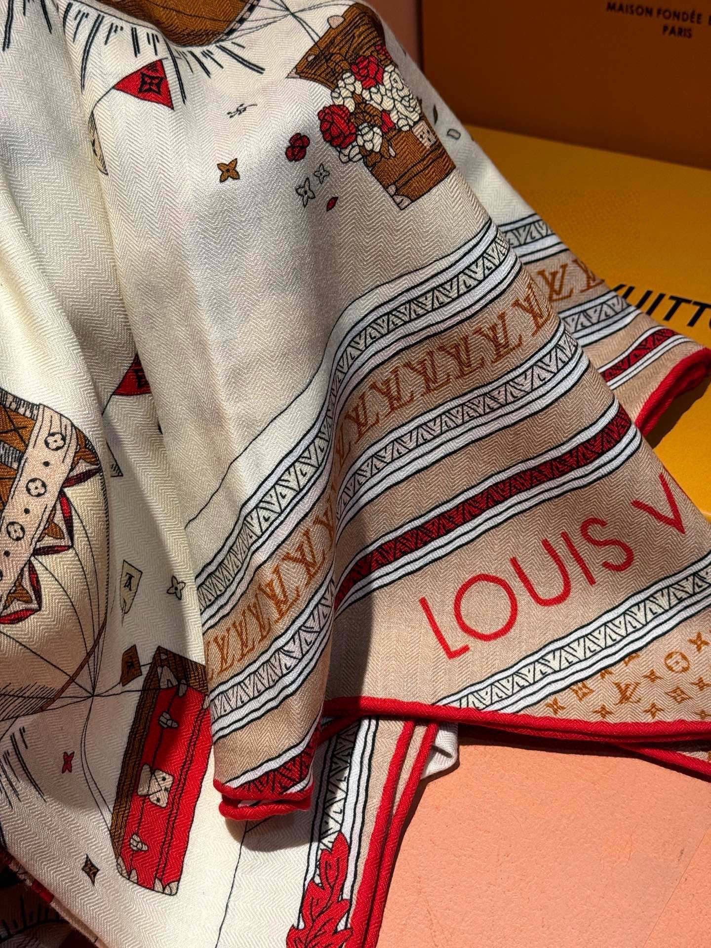 LV SCARF 140 CM IN SILK-CASHMERE BLEND 737275