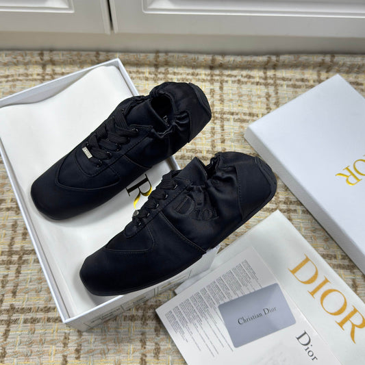 КРОСІВКИ DIOR 26S LOW TOP З ЧОРНОГО АТЛАСУ З ЛОГОТИПОМ DIOR