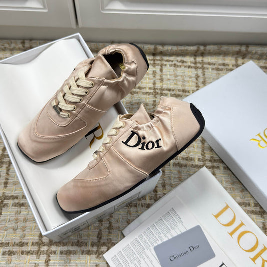 КРОСІВКИ DIOR 26S LOW TOP З САТИНУ СВІТЛО-РОЖЕВОГО КОЛЬОРУ З ЛОГОТИПОМ DIOR