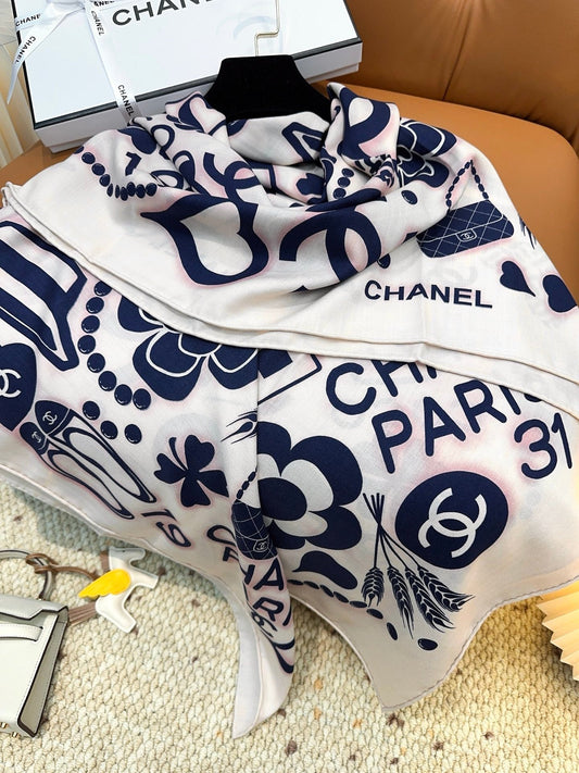 ШАРФ CHANEL 25S 140 З ШОВКУ ТА КАШМІРУ 881852