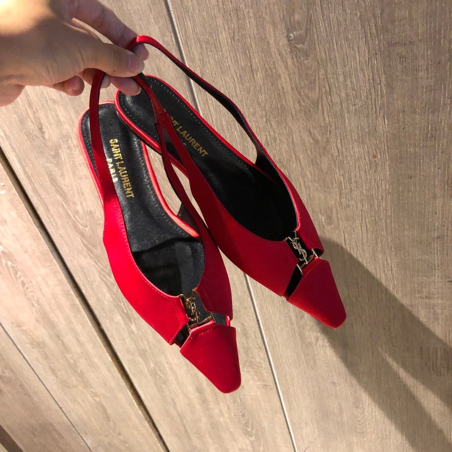 BABYLONE SLINGBACK FLAT IN RED SILK - 35