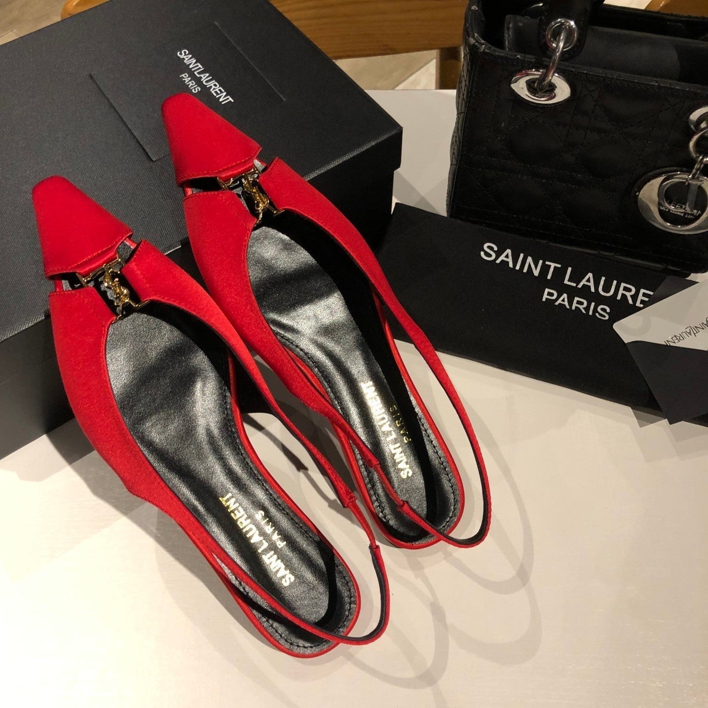 BABYLONE SLINGBACK FLAT IN RED SILK - 35