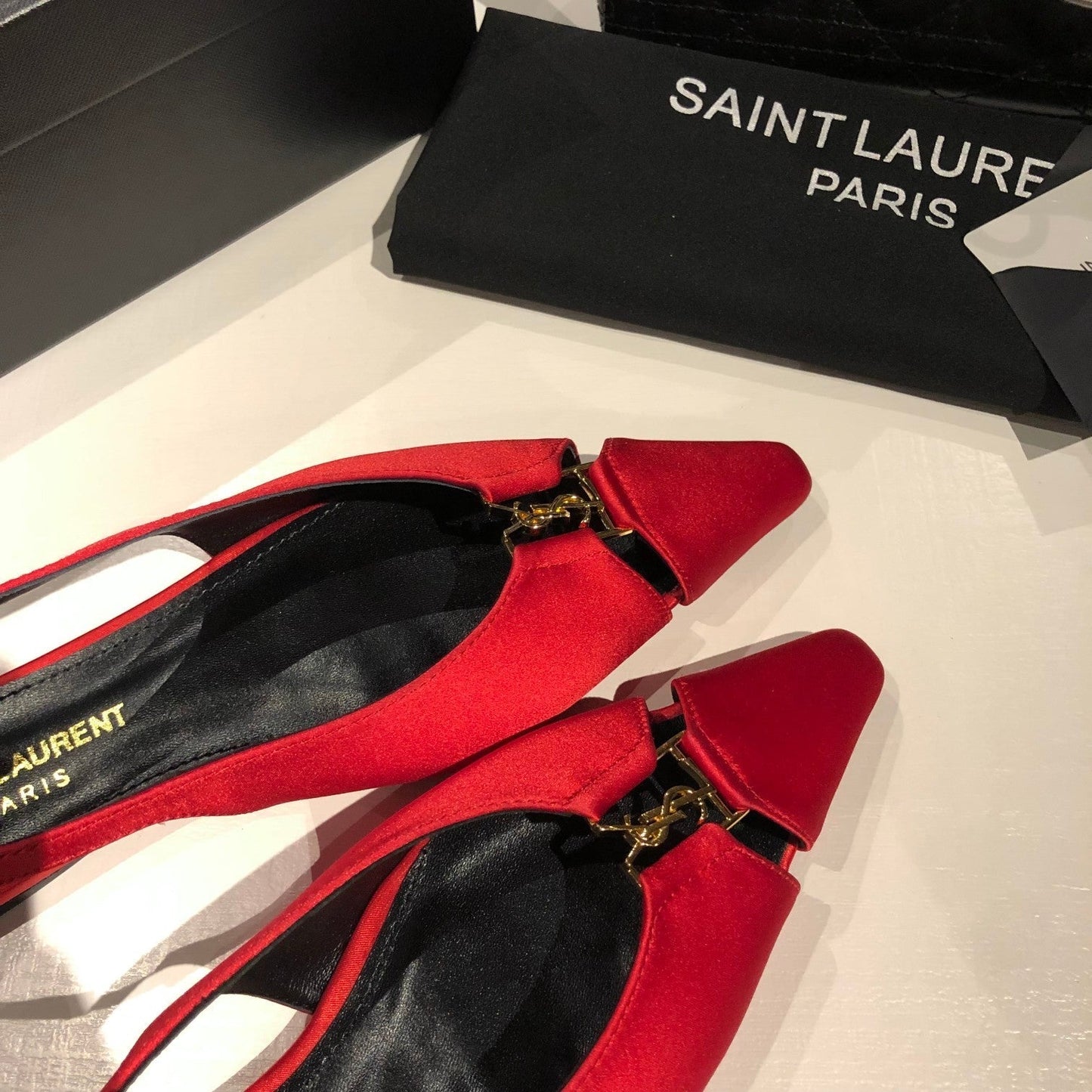 BABYLONE SLINGBACK FLAT IN RED SILK - 35