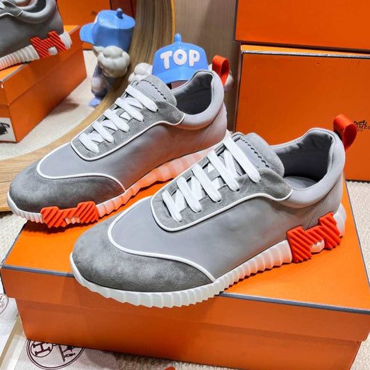 BOUNCING SNEAKER IN SMOKE GRAY SUEDE AND CALFSKIN - 34