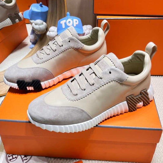 BOUNCING SNEAKER IN PALE GRAY SUEDE AND CALFSKIN - 34