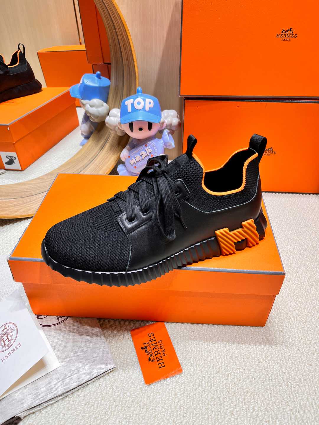 DEPART SLIP-ON SNEAKER IN BLACK KNIT AND CALFSKIN - 38