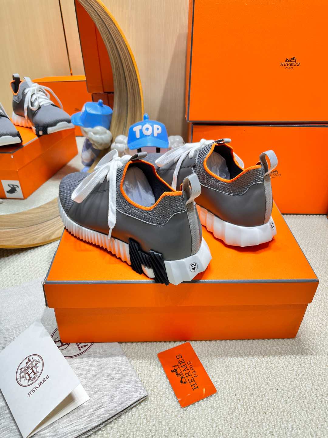 DEPART SLIP-ON SNEAKER IN MOUSE GRAY KNIT AND CALFSKIN - 38