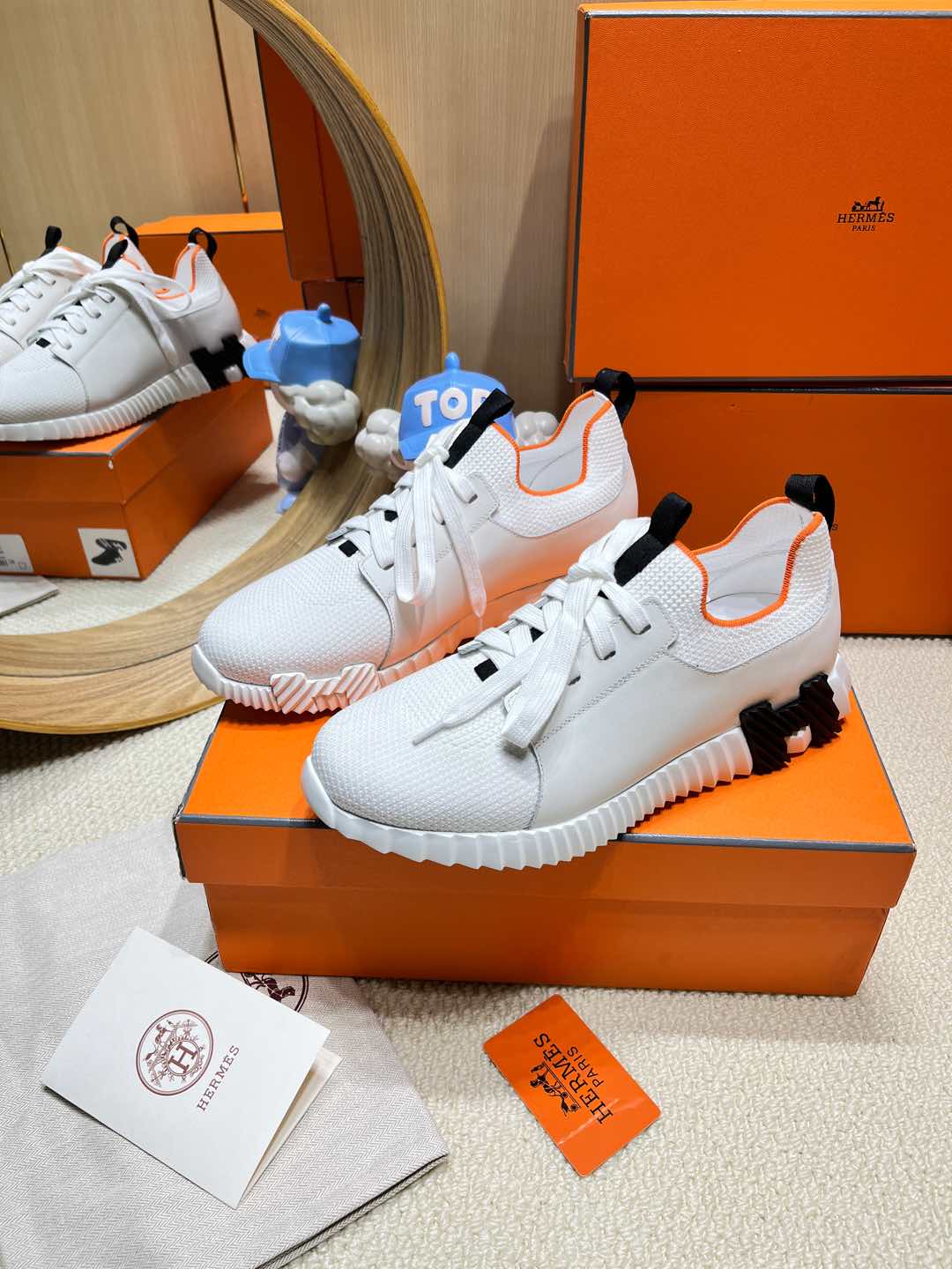 DEPART SLIP-ON SNEAKER IN WHITE KNIT AND CALFSKIN - 38