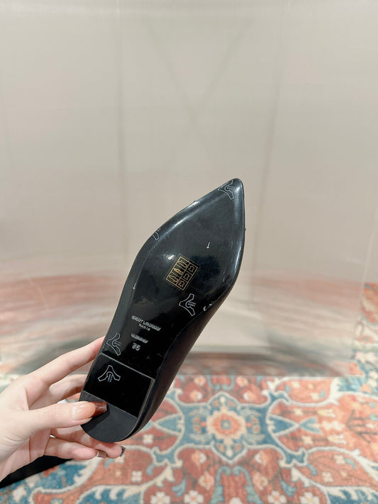 CASSANDRA BALLET FLAT IN BLACK MIX BLUE SMOOTH LAMBSKIN - 35