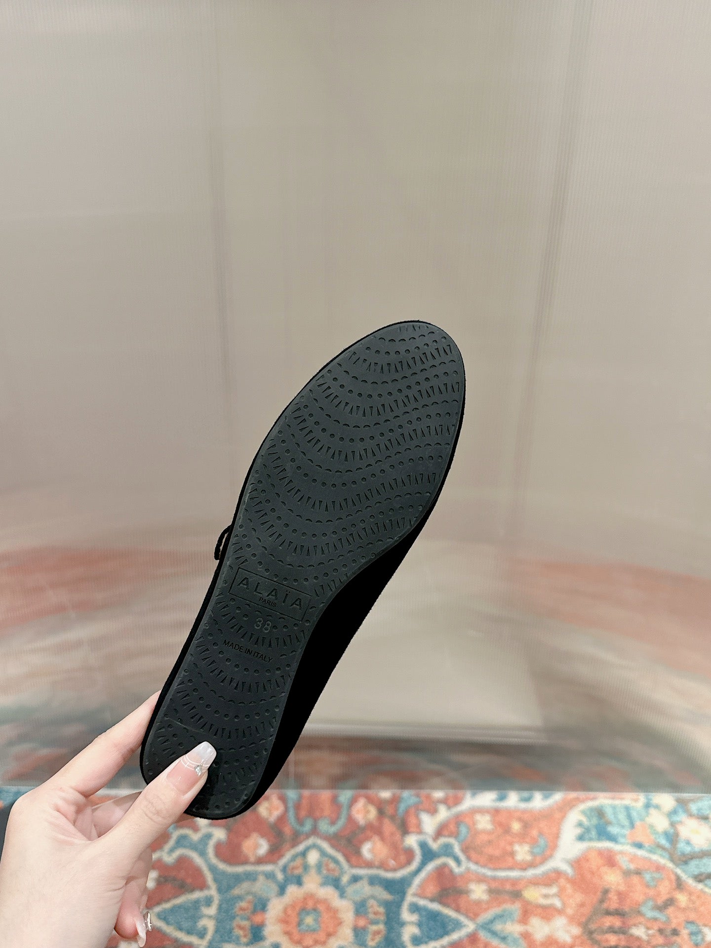 ALAIA MARY JANE IN BLACK SUEDE WITH SILVER HARDWARE - 35