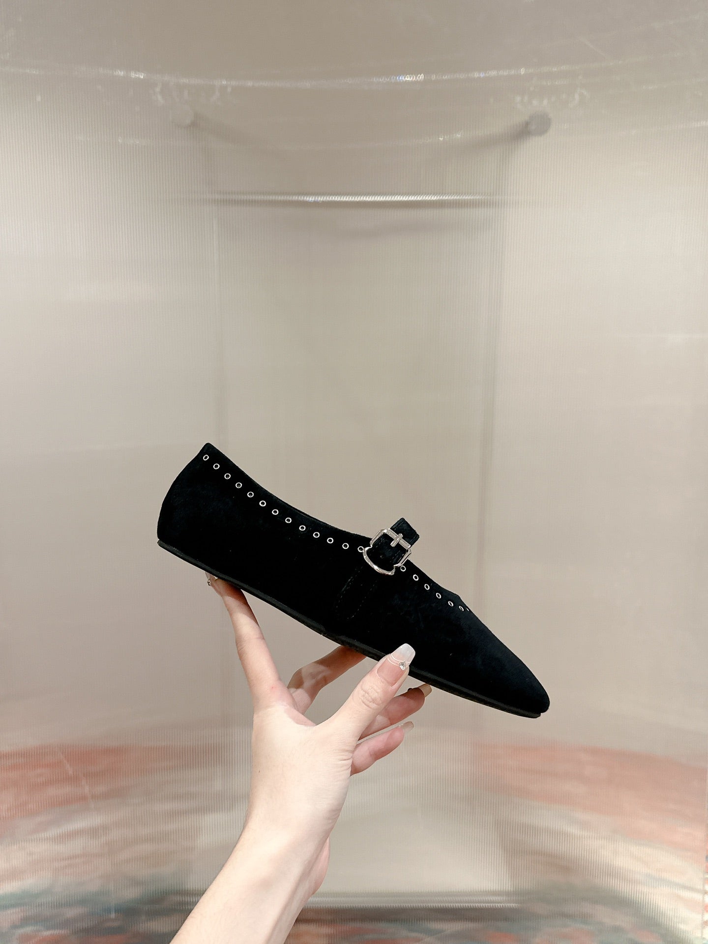 ALAIA MARY JANE IN BLACK SUEDE WITH SILVER HARDWARE - 35