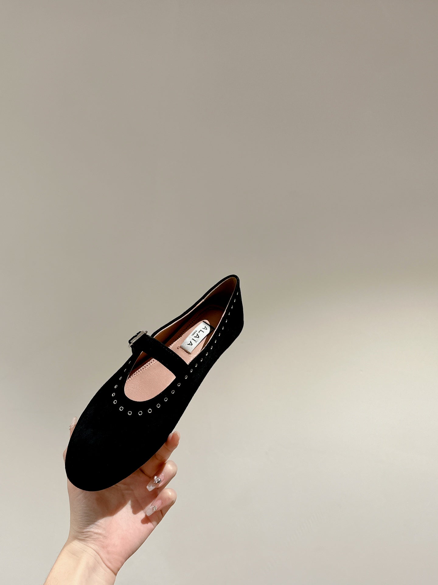 ALAIA MARY JANE IN BLACK SUEDE WITH SILVER HARDWARE - 35