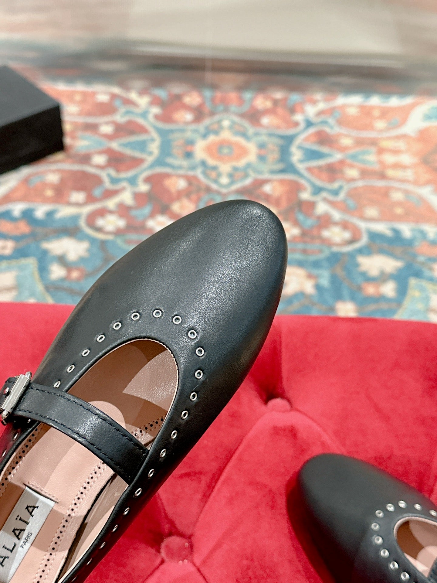 ALAIA MARY JANE IN BLACK LAMBSKIN WITH SILVER HARDWARE - 35