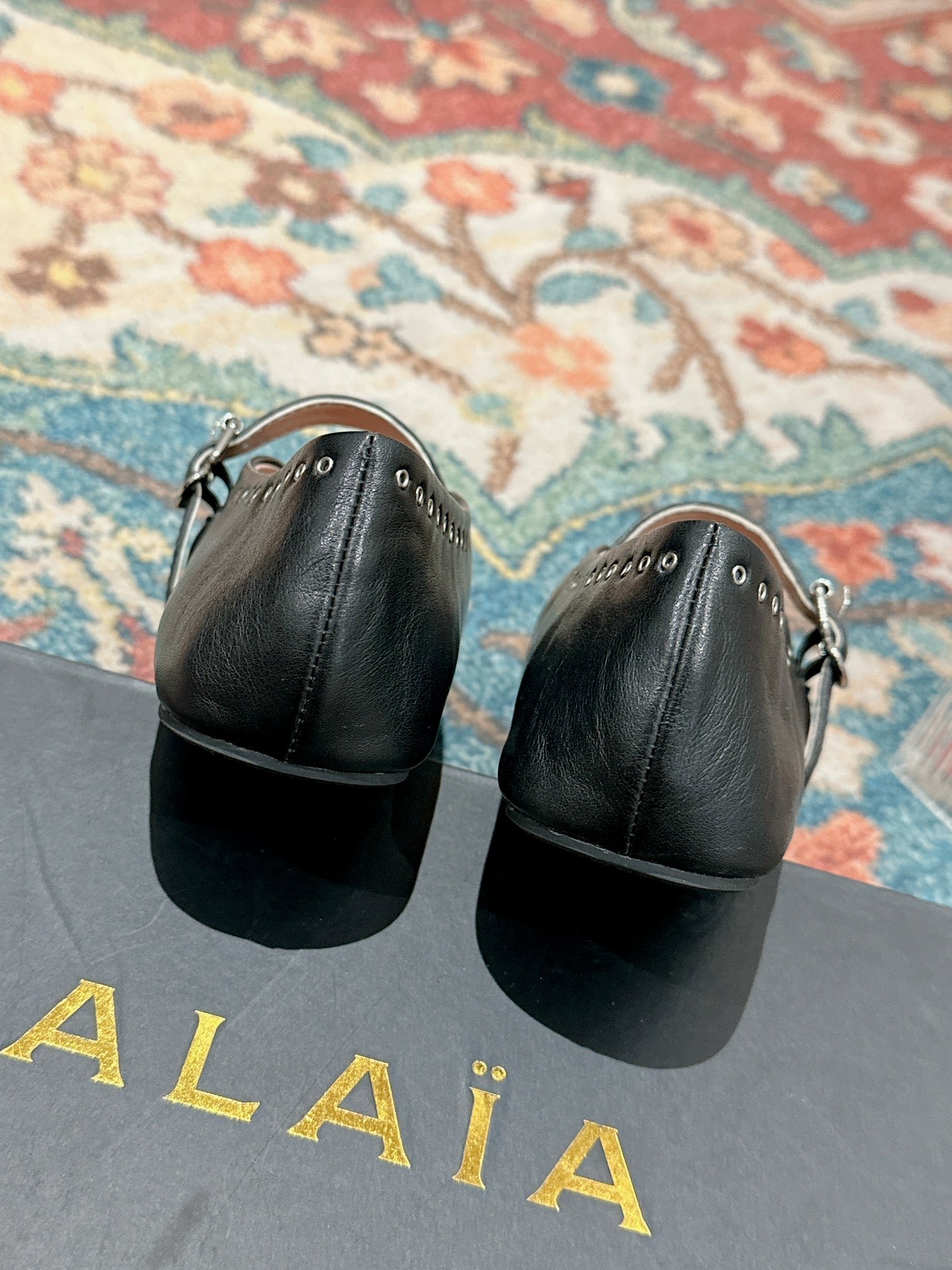 ALAIA MARY JANE IN BLACK LAMBSKIN WITH SILVER HARDWARE - 35