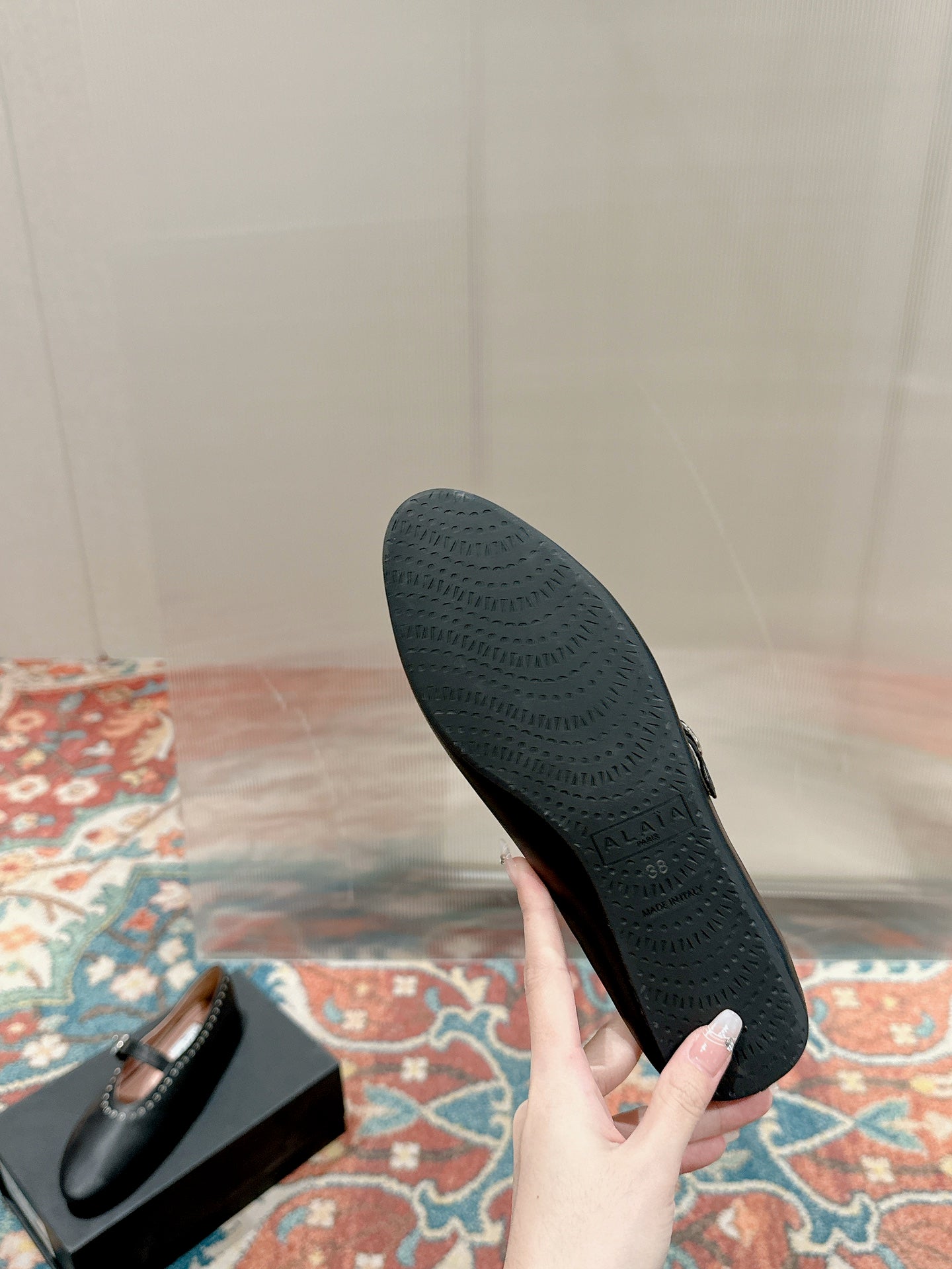 ALAIA MARY JANE IN BLACK LAMBSKIN WITH SILVER HARDWARE - 35