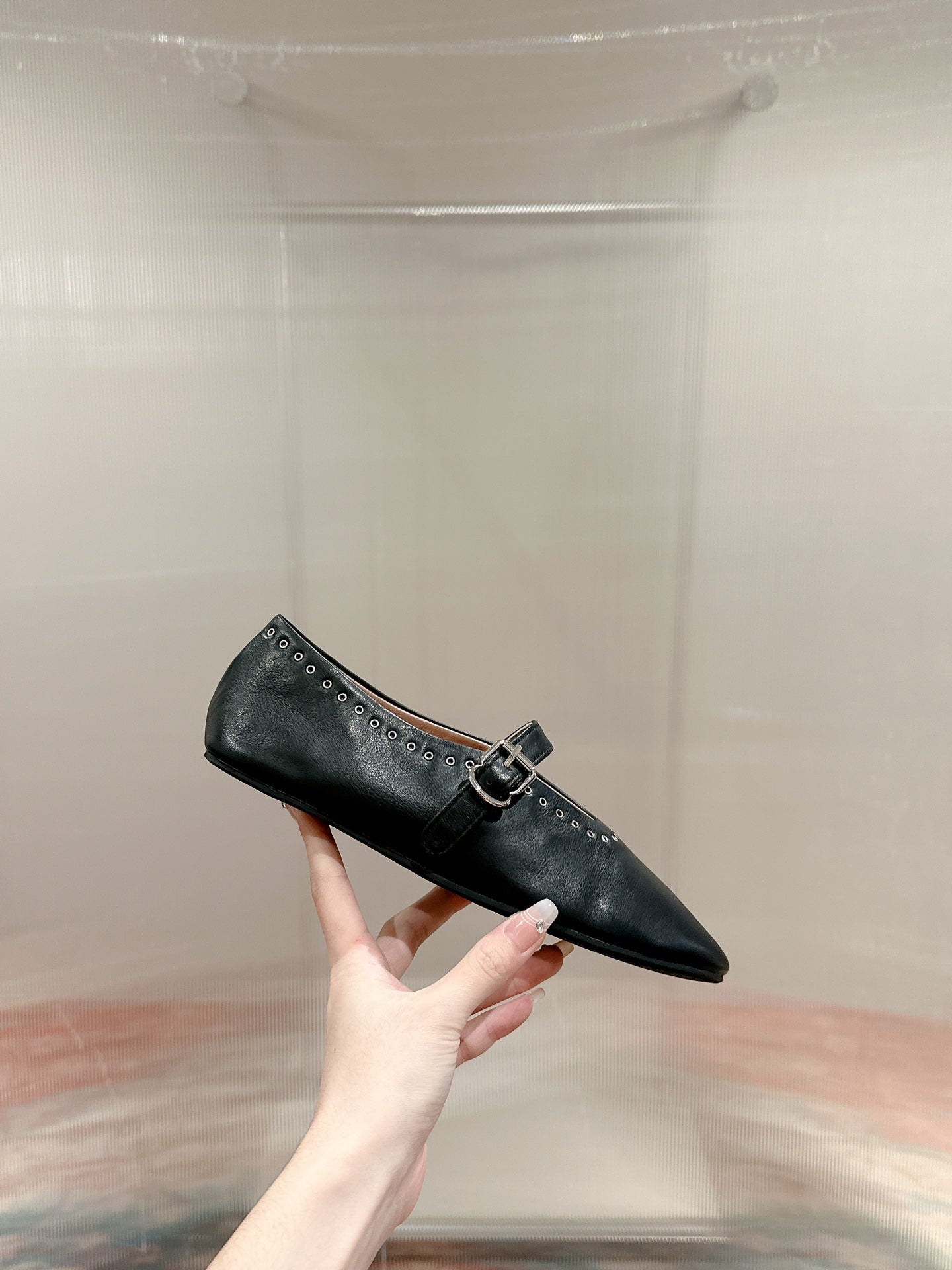 ALAIA MARY JANE IN BLACK LAMBSKIN WITH SILVER HARDWARE - 35