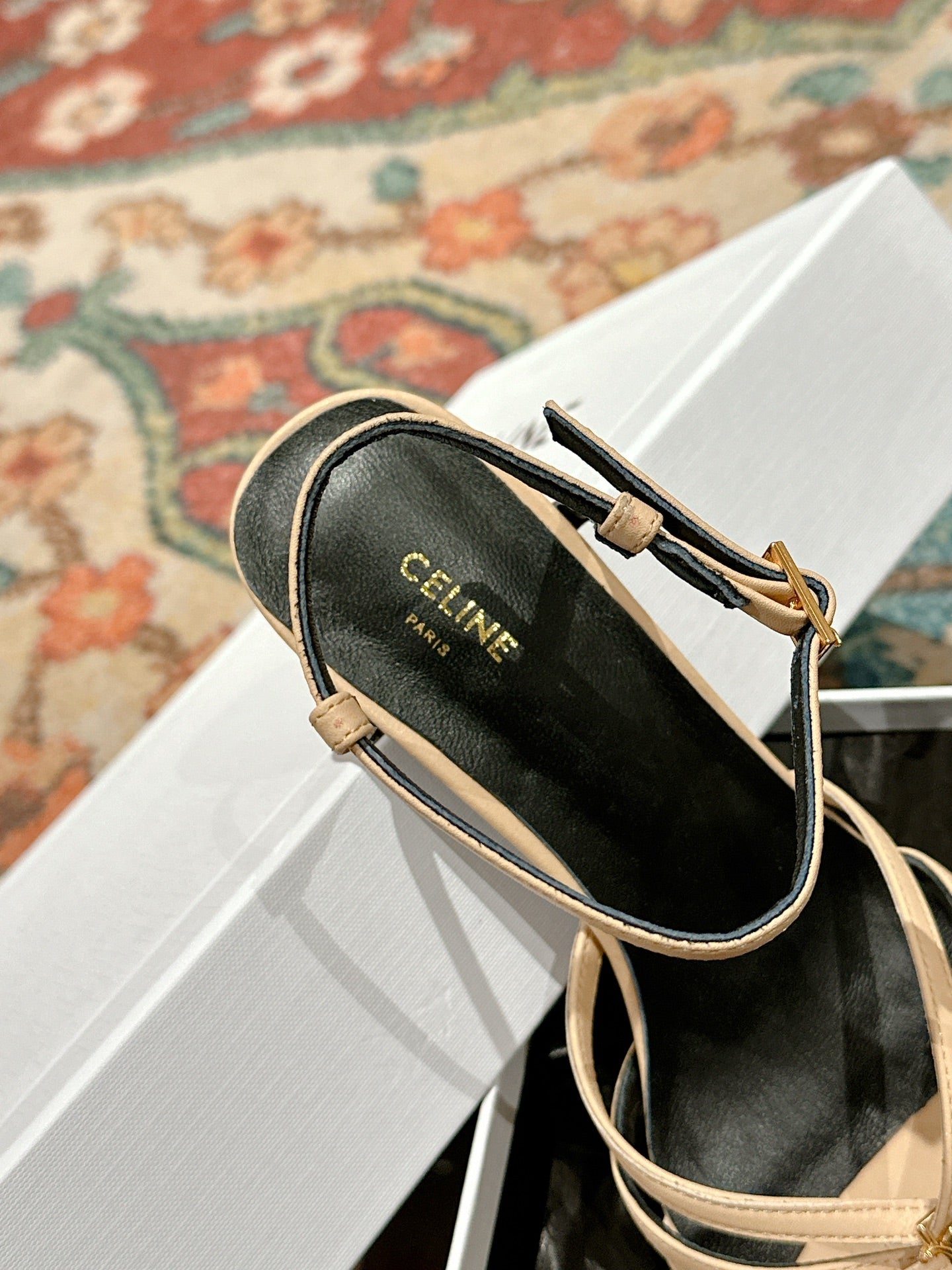 TRIOMPHE SANDAL 85 MM IN PEANUT BROWN LAMBSKIN - 35