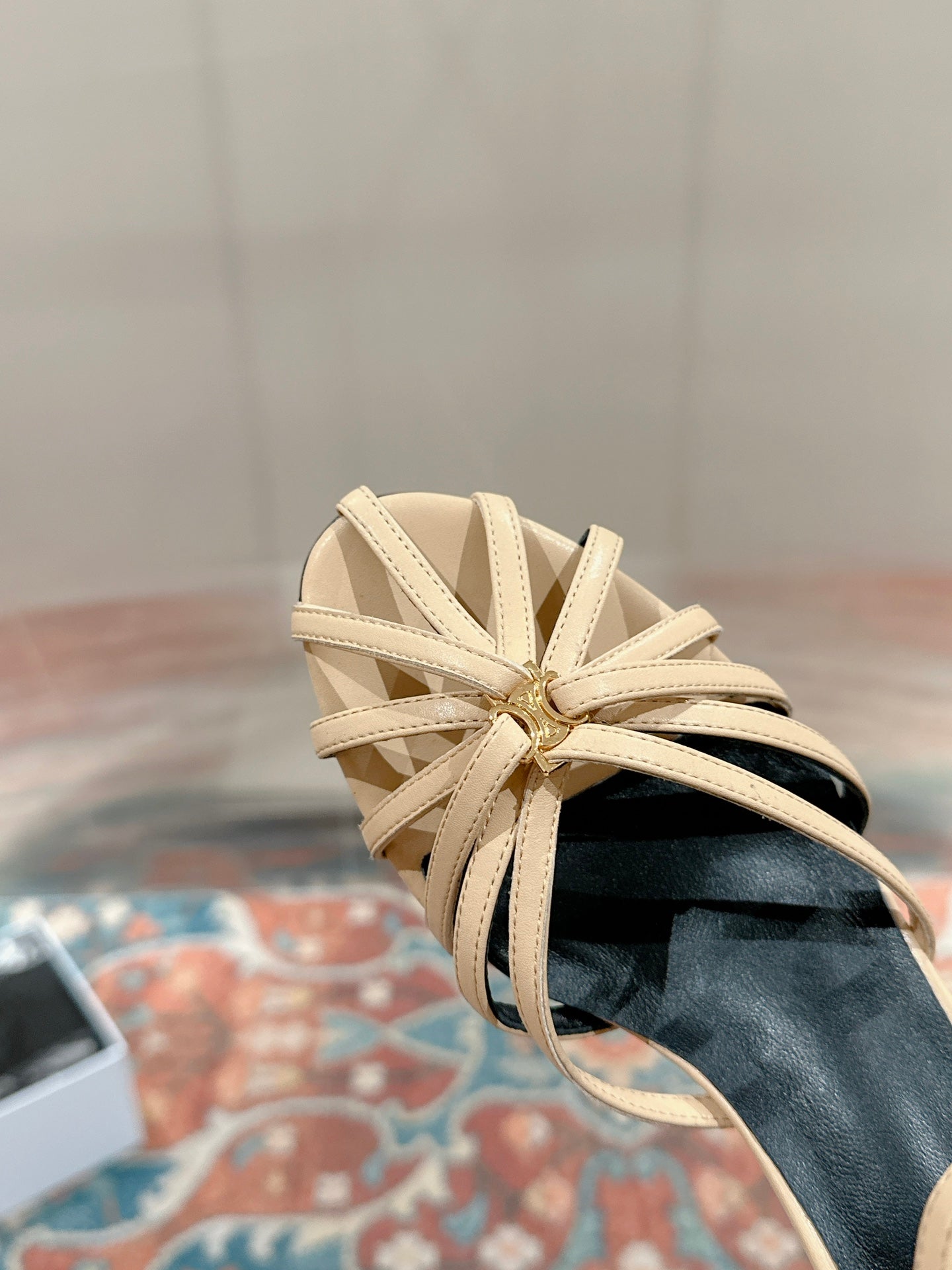 TRIOMPHE SANDAL 85 MM IN PEANUT BROWN LAMBSKIN - 35