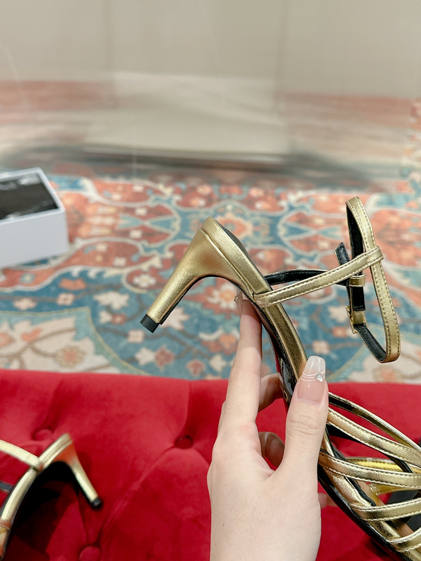 TRIOMPHE SANDAL 85 MM IN GOLD LAMBSKIN - 35
