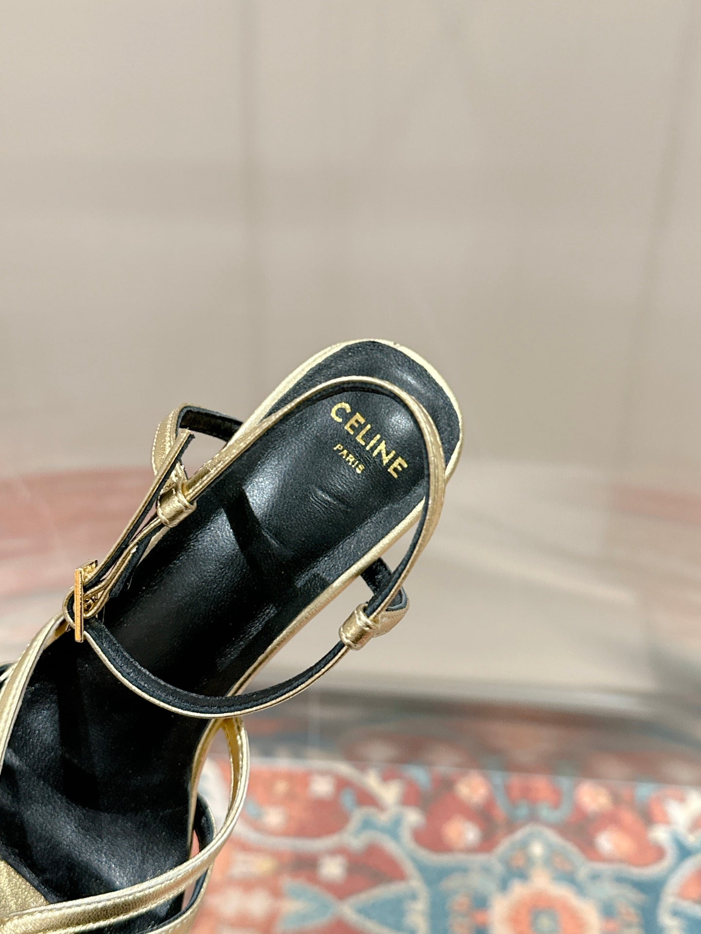 TRIOMPHE SANDAL 85 MM IN GOLD LAMBSKIN - 35