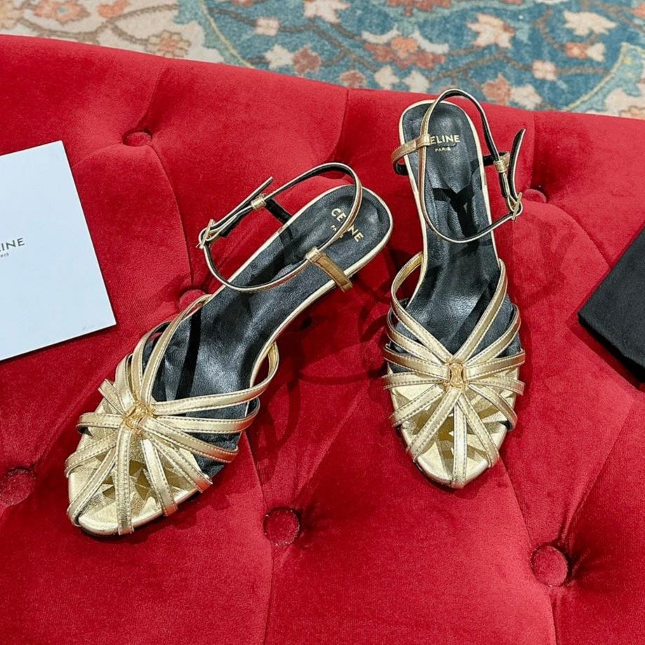 TRIOMPHE SANDAL 85 MM IN GOLD LAMBSKIN - 35