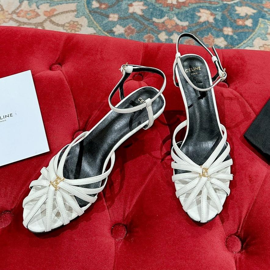 TRIOMPHE SANDAL 85 MM IN WHITE LAMBSKIN - 35