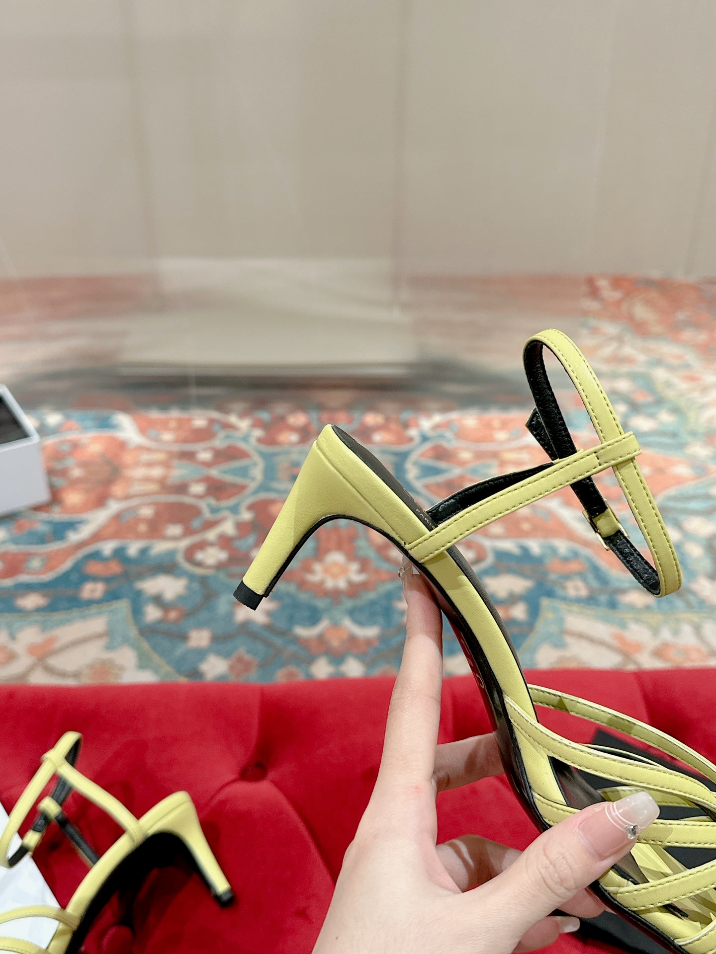 TRIOMPHE SANDAL 85 MM IN LIGHT YELLOW LAMBSKIN - 35