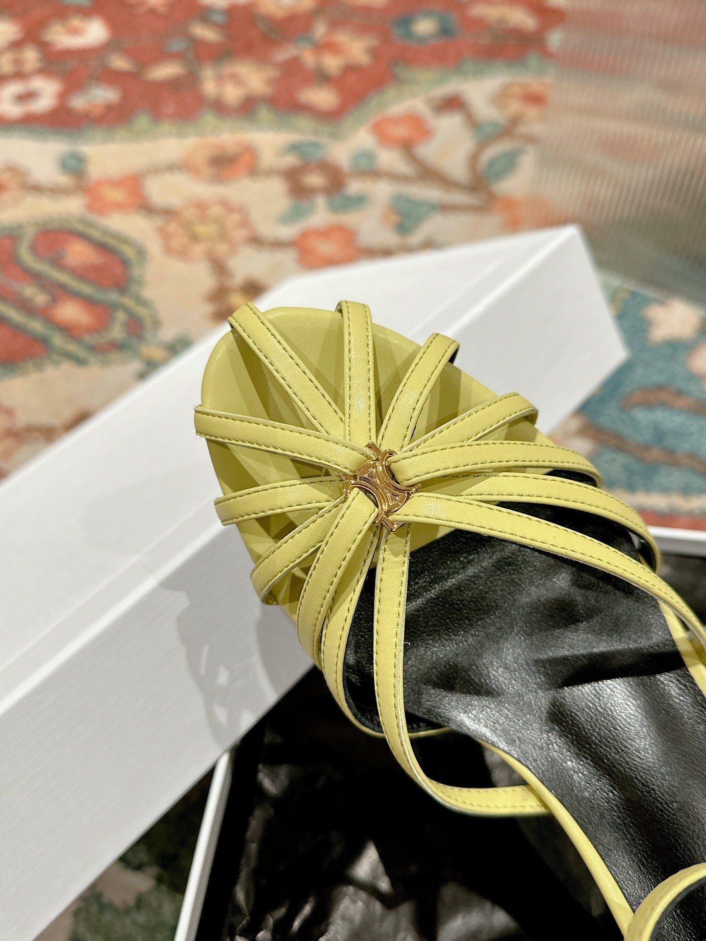 TRIOMPHE SANDAL 85 MM IN LIGHT YELLOW LAMBSKIN - 35