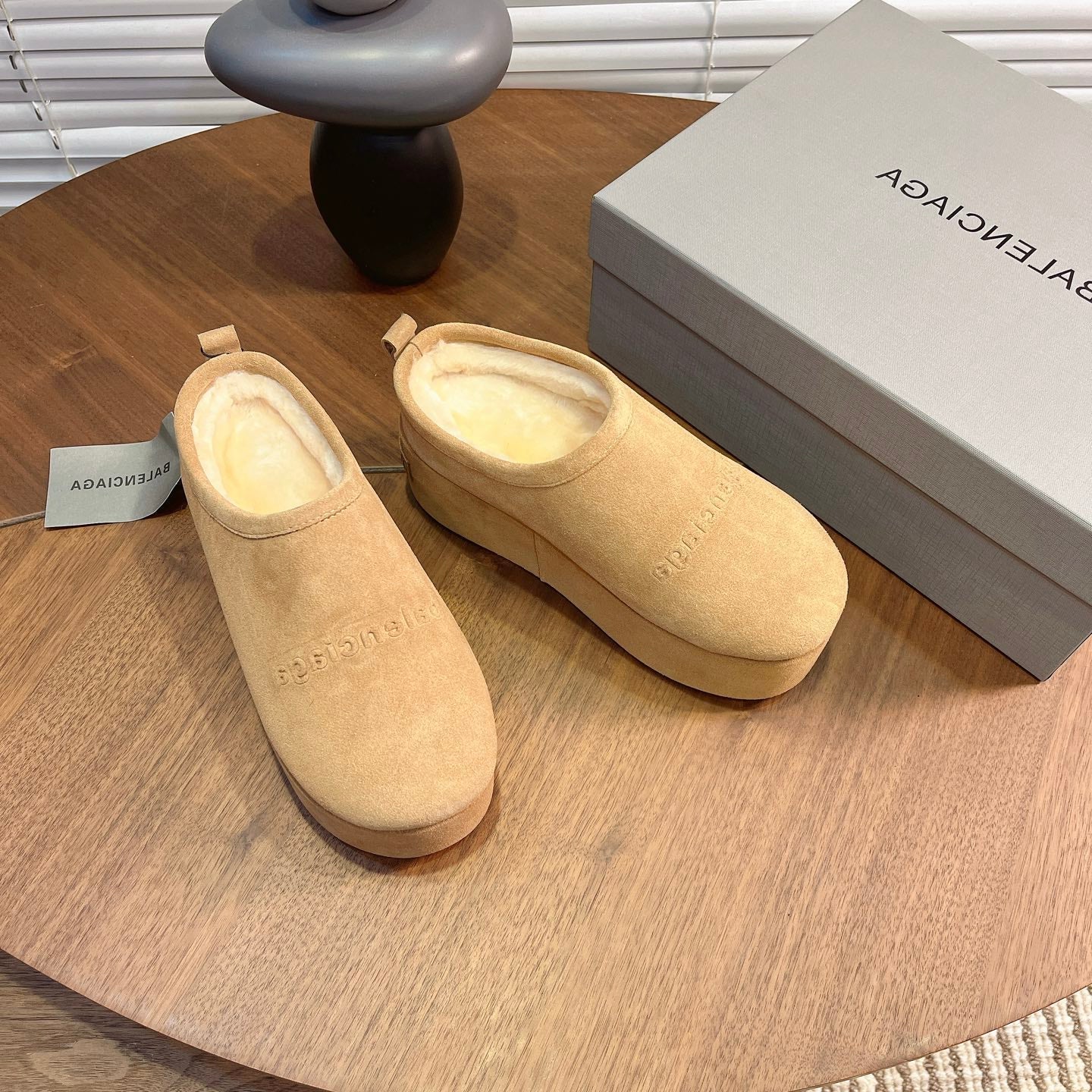 BALENCIAGA 25S AURALEE SLIP-ON 50 MM IN WARM BEIGE BROWN SUEDE - 35