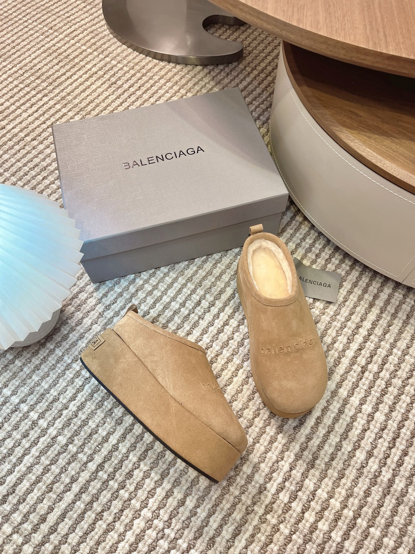 BALENCIAGA 25S AURALEE SLIP-ON 50 MM IN WARM BEIGE BROWN SUEDE - 35